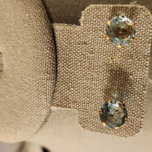 Large faceted aquamarine post earrings